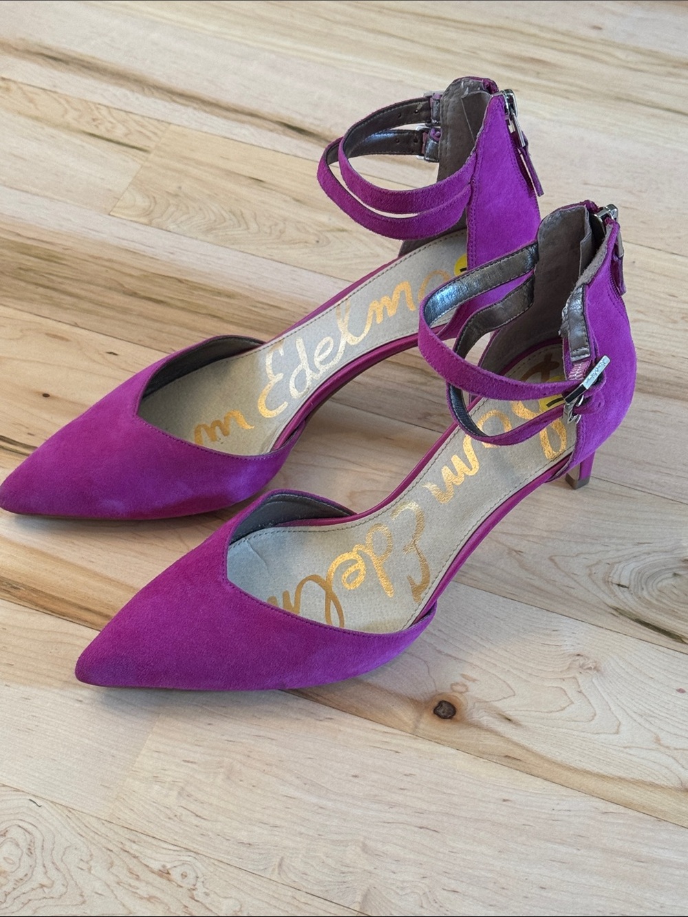 Sam Edelman Suede Pointed-Toe Ankle-Strap Pumps Heels-7
